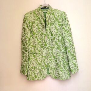 Beautiful Ellen Tracy Paisley Lime Green And White Jacket